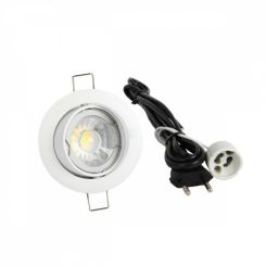 LED inbouwspot systeemplafond - 2700K - 5 Watt - kantelbaar Frame wit - 50 graden - rond 92 mm - gatmaat 80 mm - snoer en stekker