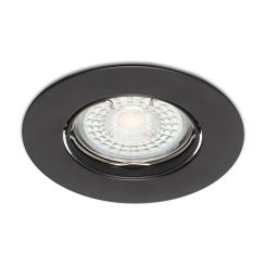 LED inbouwspot systeemplafond - 2700K - dimbaar 5,5 Watt - kantelbaar Frame zwart - rond 92 mm - gatmaat 80 mm - snoer en stekker